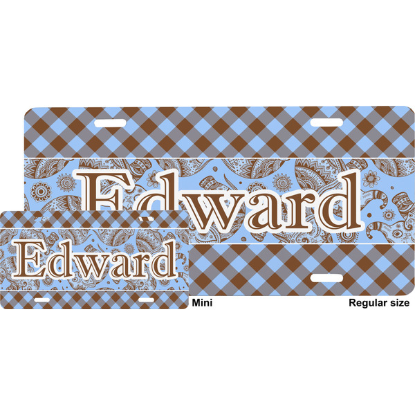 Gingham & Elephants License Plate (Sizes)