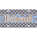 Gingham & Elephants Front License Plate (Personalized)