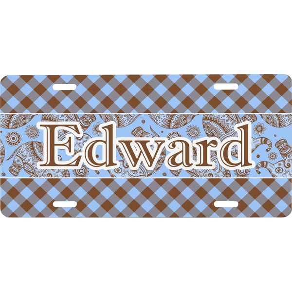 Custom Gingham & Elephants Front License Plate (Personalized)