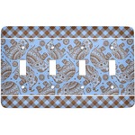 Gingham & Elephants Light Switch Cover (4 Toggle Plate)