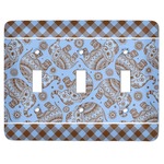 Gingham & Elephants Light Switch Cover (3 Toggle Plate)