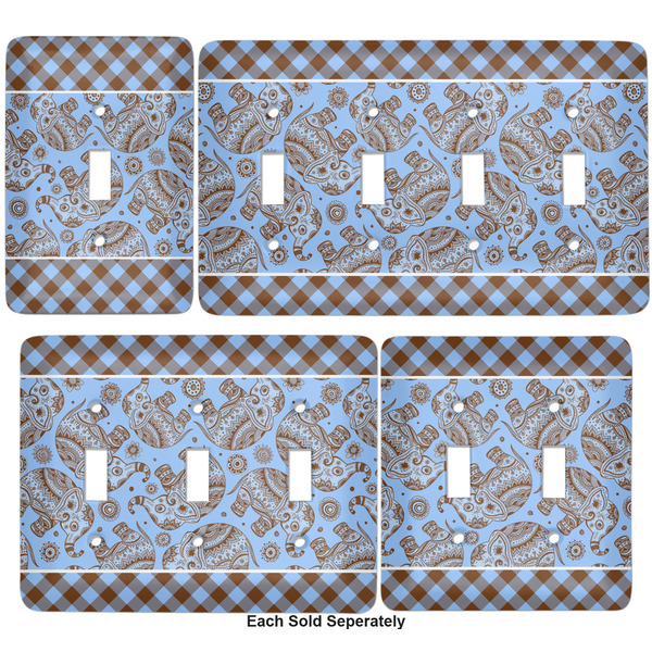 Gingham & Elephants Light Switch Covers all sizes