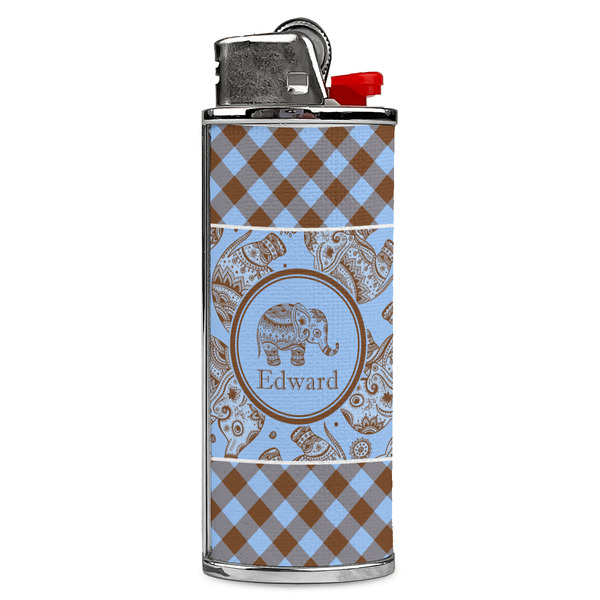 Custom Gingham & Elephants Case for BIC Lighters (Personalized)