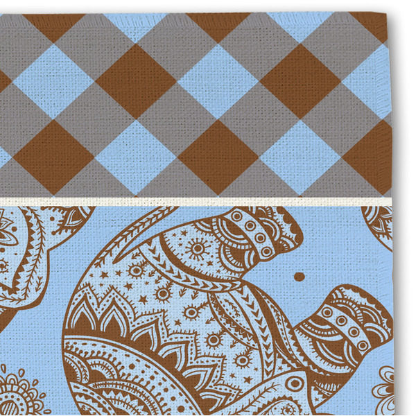 Gingham & Elephants Linen Placemat - DETAIL