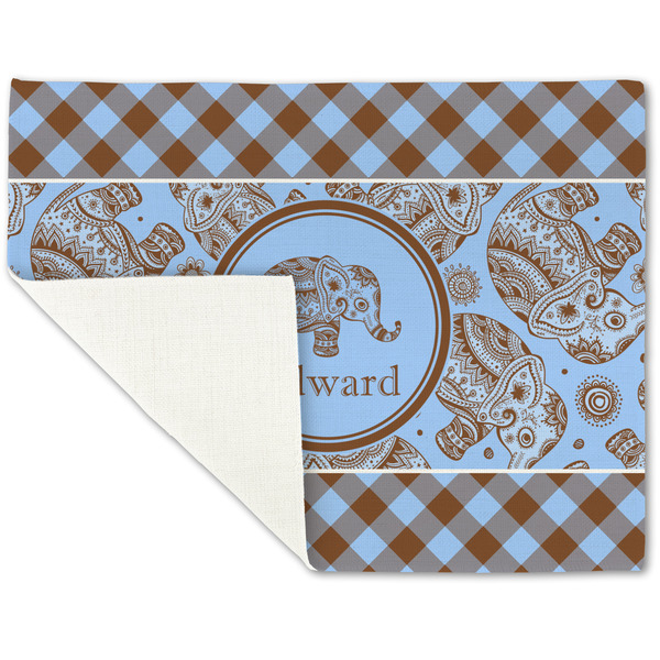 Gingham & Elephants Linen Placemat - Folded Corner (single side)