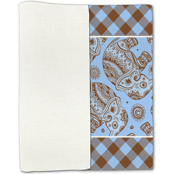 Gingham & Elephants Linen Placemat - Folded Half
