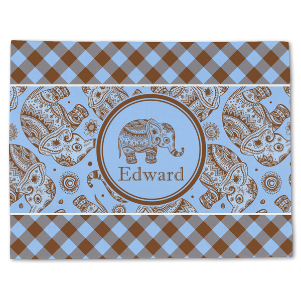 Gingham & Elephants Linen Placemat - Front