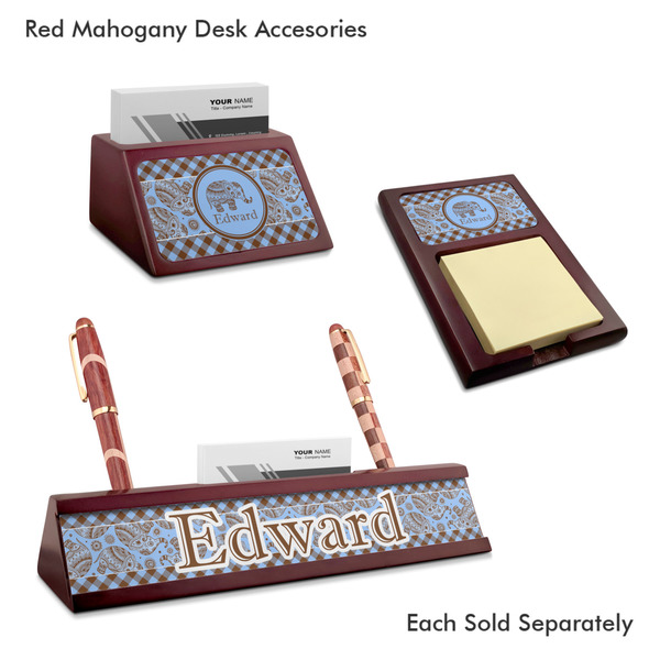 Gingham & Elephants Mahogany Desk Accessories