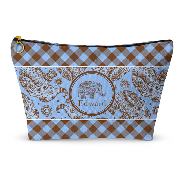 Custom Gingham & Elephants Makeup Bag (Personalized)
