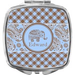 Gingham & Elephants Compact Makeup Mirror (Personalized)