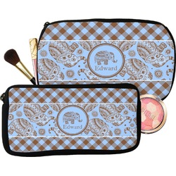 Gingham & Elephants Makeup / Cosmetic Bag (Personalized)