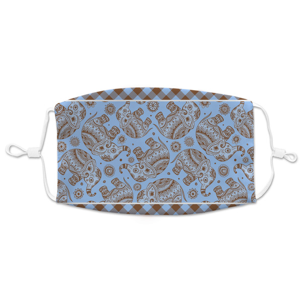 Custom Gingham & Elephants Adult Cloth Face Mask - XLarge