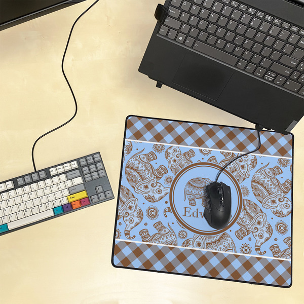 Gingham & Elephants Medium Gaming Mats - LIFESTYLE