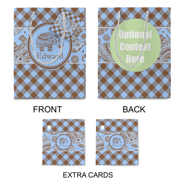 Gingham & Elephants Medium Gift Bag - Approval