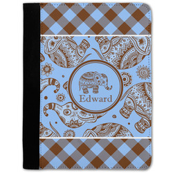 Gingham & Elephants Notebook Padfolio w/ Name or Text