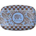Gingham & Elephants Melamine Platter (Personalized)