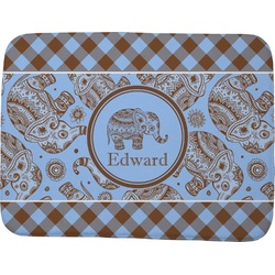 Gingham & Elephants Memory Foam Bath Mat - 48"x36" (Personalized)