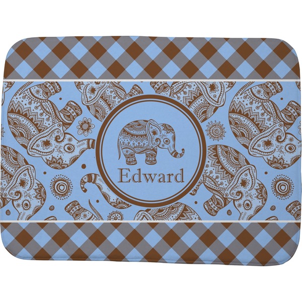 Gingham & Elephants Memory Foam Bath Mat 48 X 36
