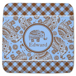 Gingham & Elephants Memory Foam Bath Mat - 48"x48" (Personalized)