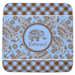 Gingham & Elephants Memory Foam Bath Mat - 48"x48" (Personalized)