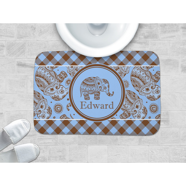 Gingham & Elephants Memory Foam Bath Mat - LIFESTYLE 34x21