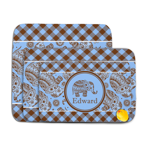 Gingham & Elephants Memory Foam Bath Mat - MAIN PARENT