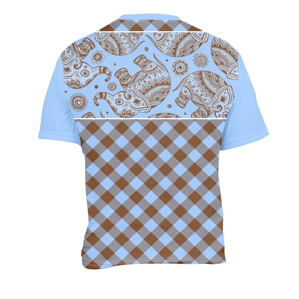 Gingham & Elephants Men's Crew Neck T Shirt Medium - Back