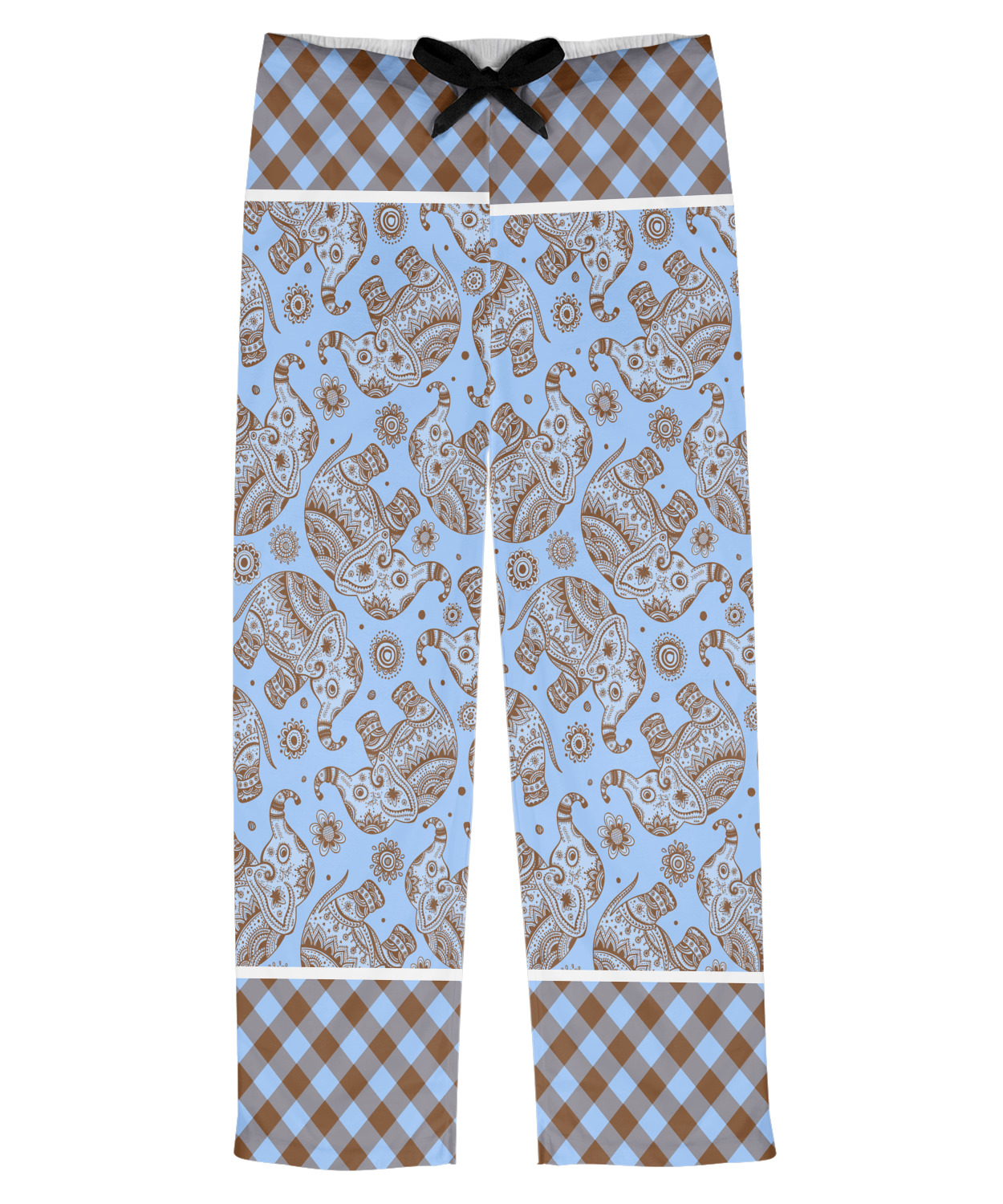 Custom Gingham & Elephants Mens Pajama Pants | YouCustomizeIt