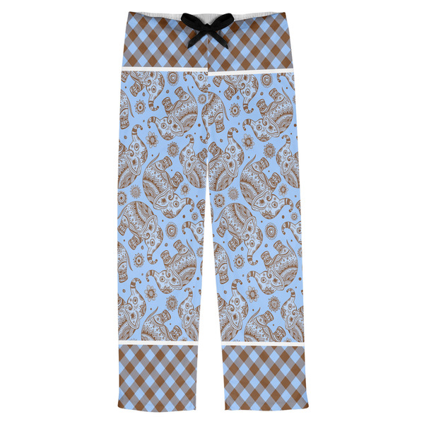Custom Gingham & Elephants Mens Pajama Pants - 2XL
