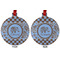 Gingham & Elephants Metal Ball Ornament - Front and Back