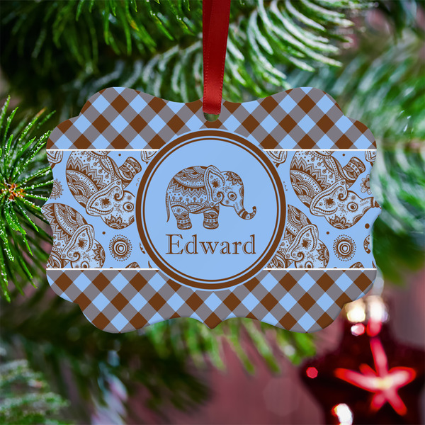 Gingham & Elephants Metal Benilux Ornament - Lifestyle