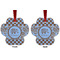 Gingham & Elephants Metal Paw Ornament - Front and Back