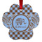 Gingham & Elephants Metal Paw Ornament - Front