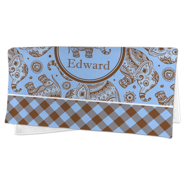 Gingham & Elephants Microfiber Dish Rag - FOLDED (half)