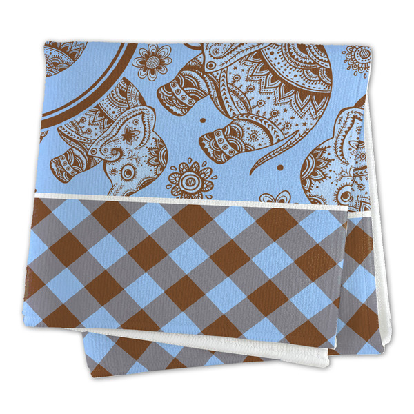 Gingham & Elephants Microfiber Dish Rag - FOLDED (square)