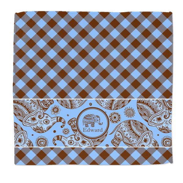 Custom Gingham & Elephants Microfiber Dish Rag (Personalized)