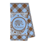 Gingham & Elephants Kitchen Towel - Microfiber (Personalized)