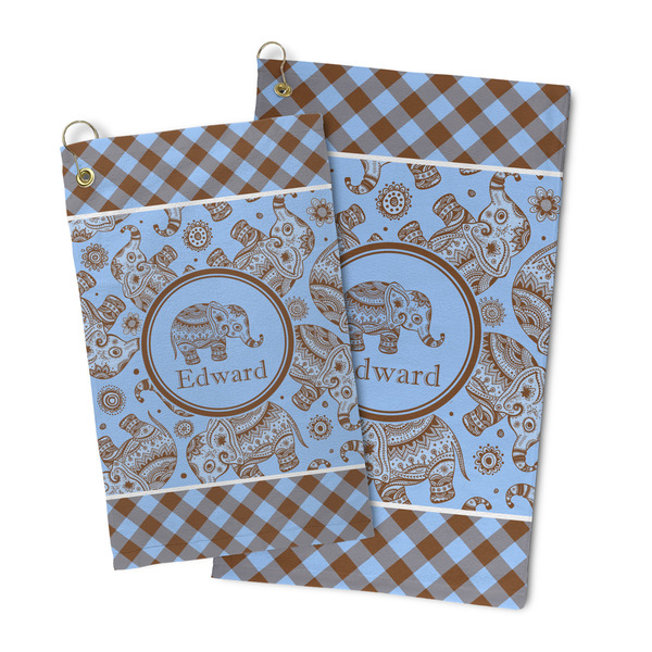 Gingham & Elephants Microfiber Golf Towel - PARENT/MAIN