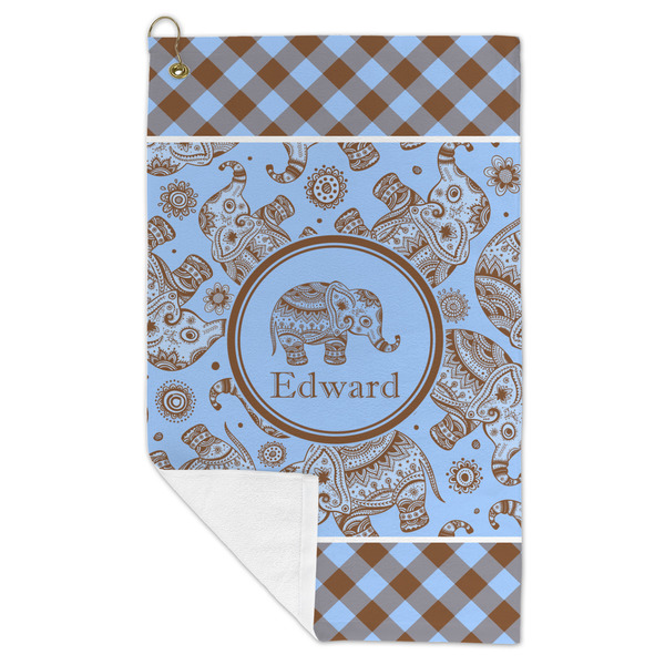 Gingham & Elephants Microfiber Golf Towels - FOLD