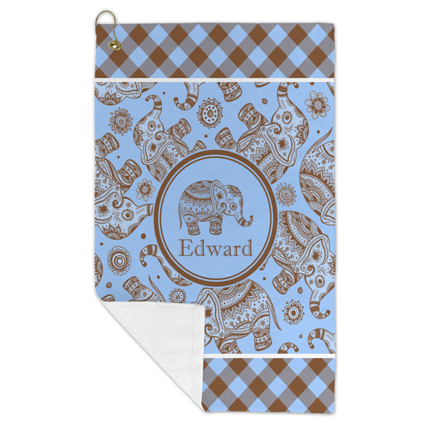 Gingham & Elephants Microfiber Golf Towels - FOLD