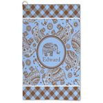 Gingham & Elephants Microfiber Golf Towel (Personalized)