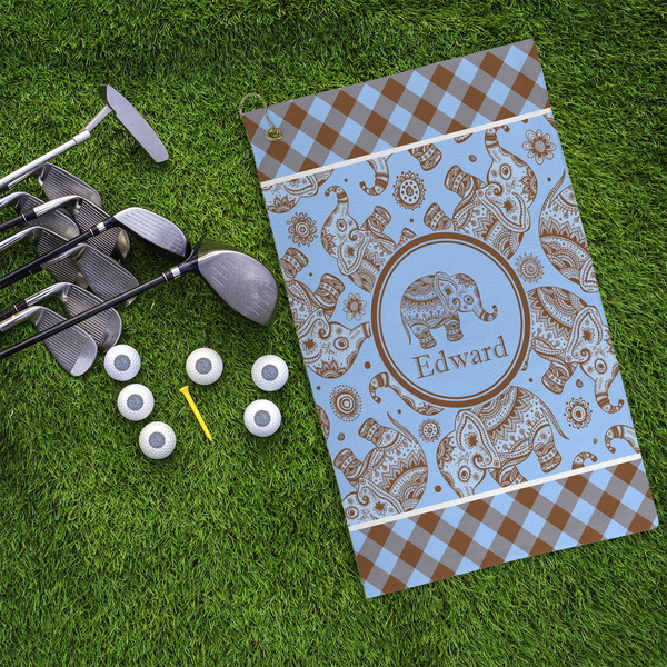 Gingham & Elephants Microfiber Golf Towels - LIFESTYLE