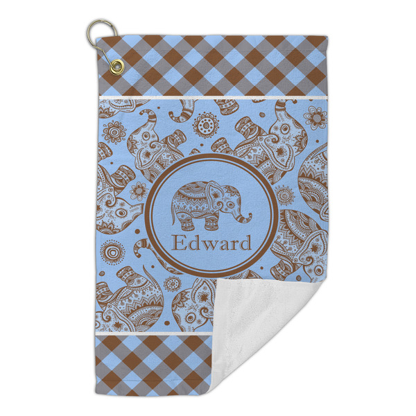 Gingham & Elephants Microfiber Golf Towels Small - FRONT FOLDED