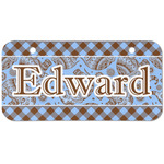 Gingham & Elephants Mini/Bicycle License Plate (2 Holes) (Personalized)