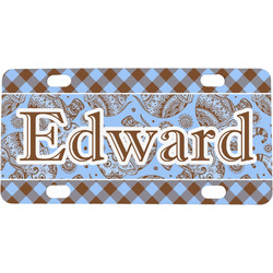 Gingham & Elephants Mini/Bicycle License Plate (Personalized)