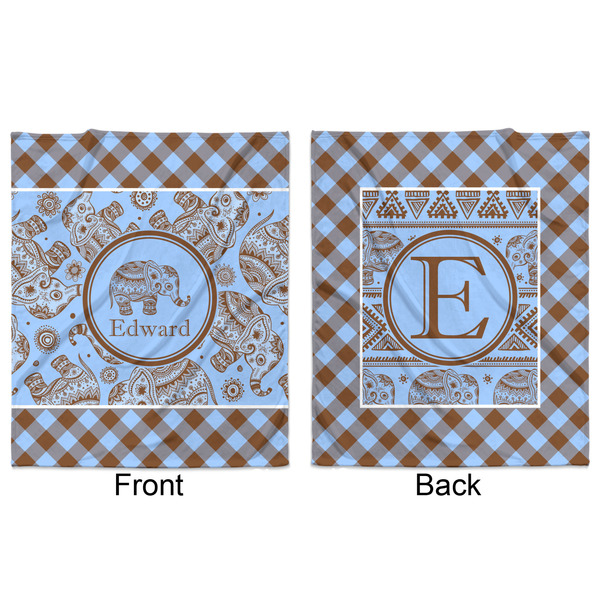 Gingham & Elephants Minky Blanket - 50"x60" - Double Sided - Front & Back