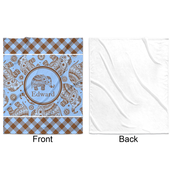 Gingham & Elephants Minky Blanket - 50"x60" - Single Sided - Front & Back