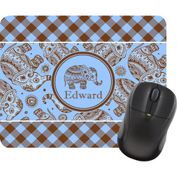 Gingham & Elephants Rectangular Mouse Pad (Personalized)