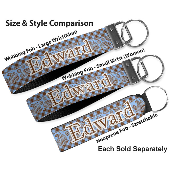 Gingham & Elephants Multiple Key Ring comparison sizes