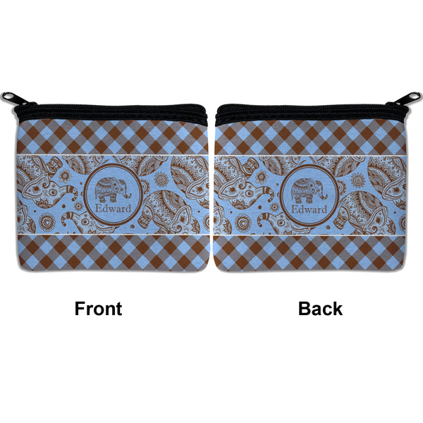 Gingham & Elephants Neoprene Coin Purse - Front & Back (APPROVAL)